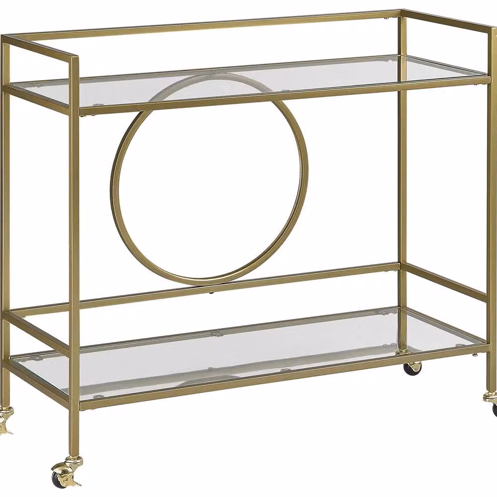Wyld and Coco Gold Kitchen Trolley with Glass Shelves W: 75 cm, D: 45 cm – 2