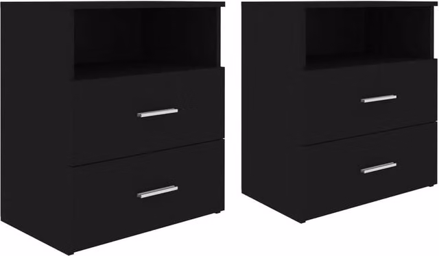 Berkfield Home Set of 2 Modern Black Bedside Cabinets, W/D/H: 50 x 32 x 60 cm – 1
