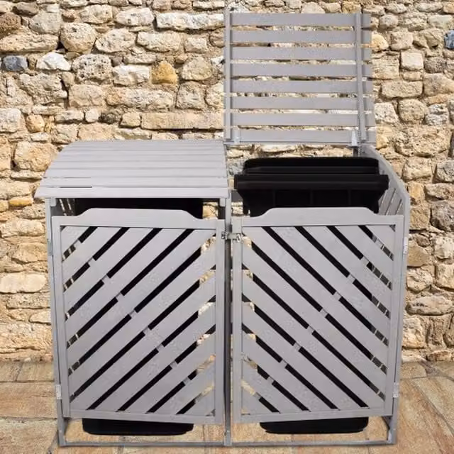 Monstershop Grey Wash Double Wheelie Bin Storage – 1