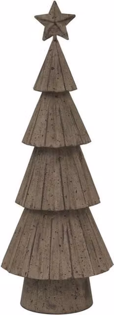 Lemon Pavilion Rustic Metal Tabletop Christmas Tree with Star in Brown and White, W: 11 cm, D: 11 cm, H: 32 cm – 1
