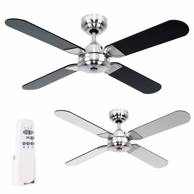ValueLights Magnum 42 inch 4 Blade Ceiling Light Fan with Remote Control in Silver and Black Chrome