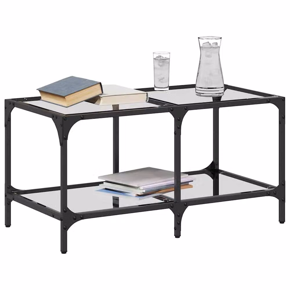 Berkfield Home Modern Rectangular Coffee Table with Transparent Glass Top and Black Steel Frame, W: 78.5 cm, D: 40 cm, H: 40 cm – 3