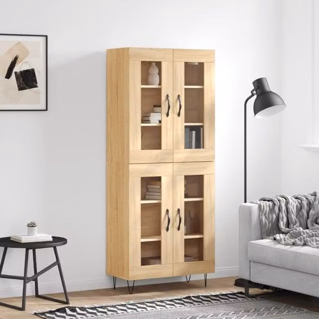 Berkfield Home Sonoma Oak Highboard in Brown, W/D/H: 69.5 x 34 x 180 cm