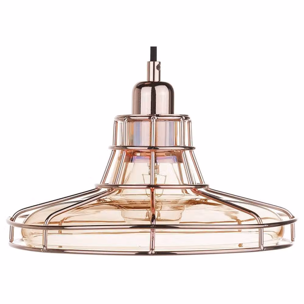 Wyld and Coco Copper Cage Pendant Lamp with Transparent Glass Shade in Industrial Style – 2