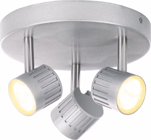 Litecraft Travis 3 Light Adjustable Die Cast Metal Ceiling Spotlight Plate in Silver