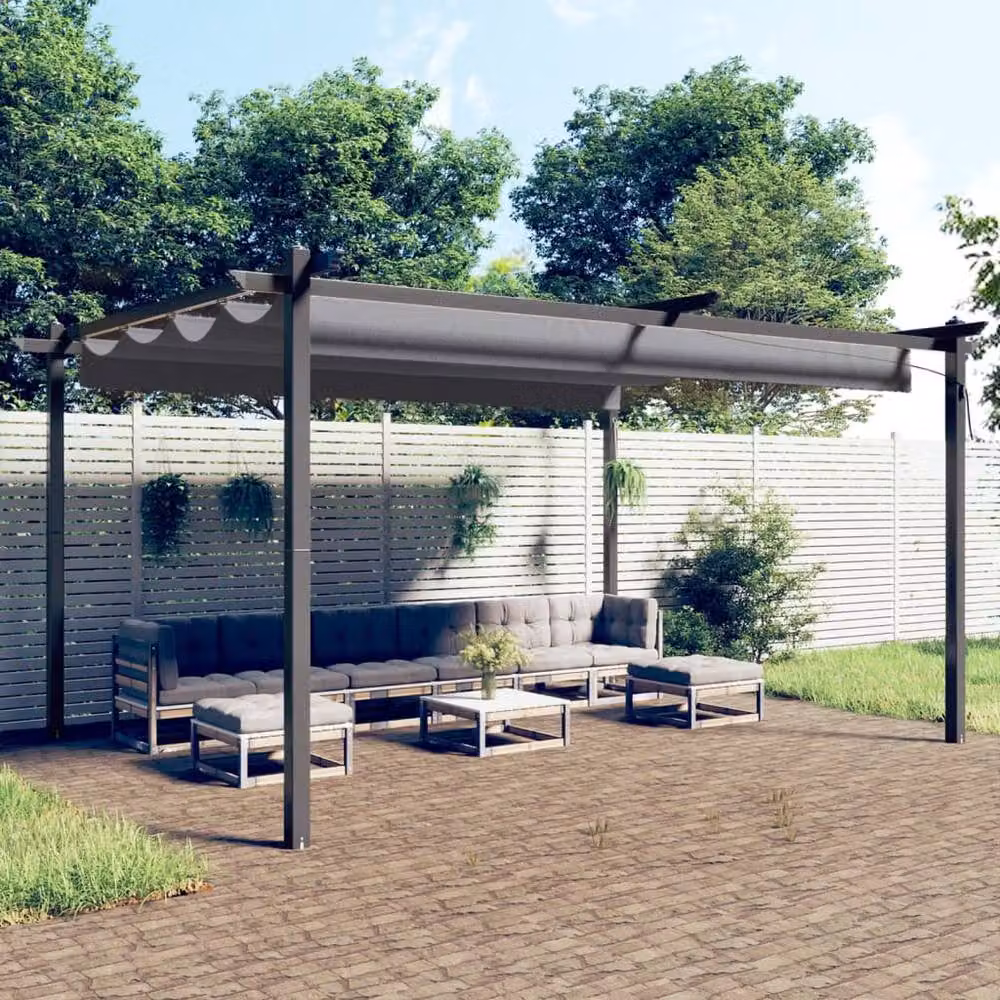 Berkfield Home Sturdy Garden Gazebo with Retractable Roof, Anthracite and Black, W: 400 cm, D: 300 cm, H: 220 cm – 2