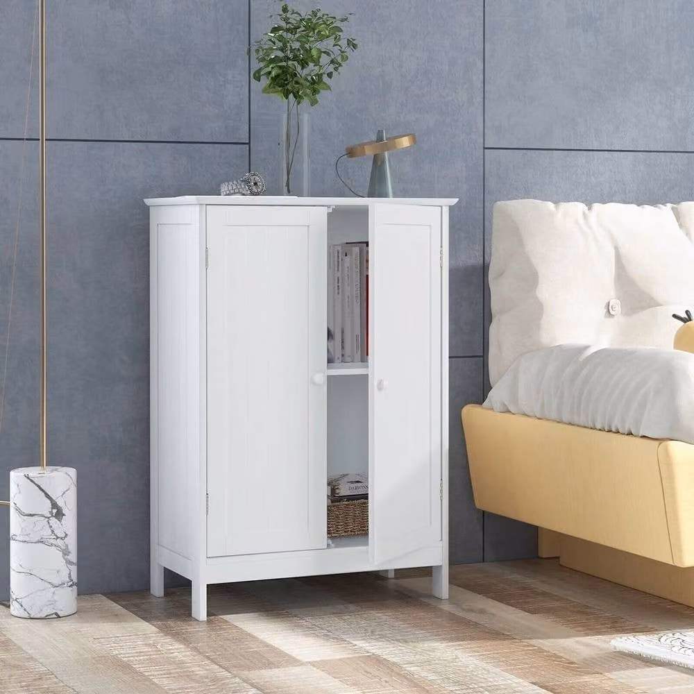 Kelvenix Modern Free Standing Bathroom Floor Cupboard in White Matt MDF – 2