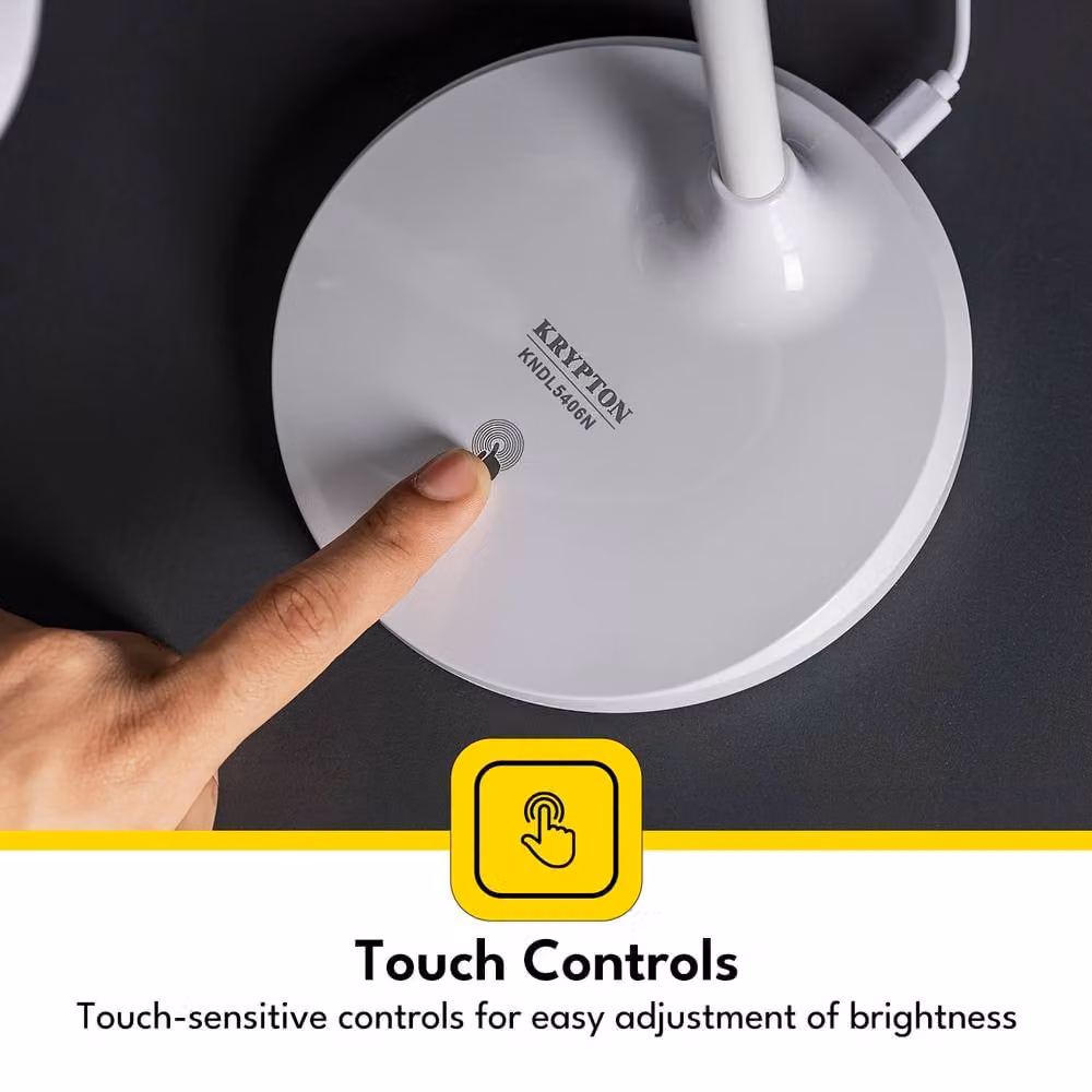 Krypton Rechargeable LED Table Lamp in White with Touch Control, Dimmable Settings and 3 Colour Temperatures – 5