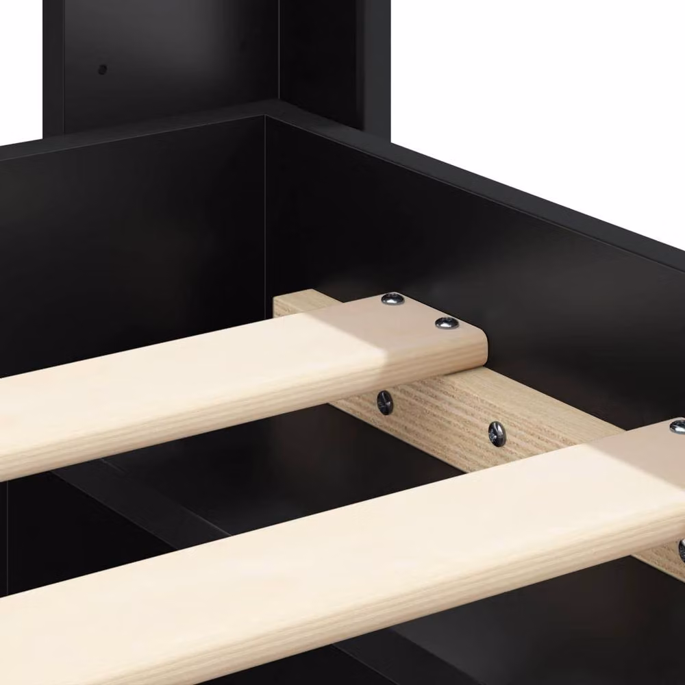 Berkfield Home Black Bed Frame with Headboard and Side Compartment Storage, W/D/H: 90 x 190 cm – 5