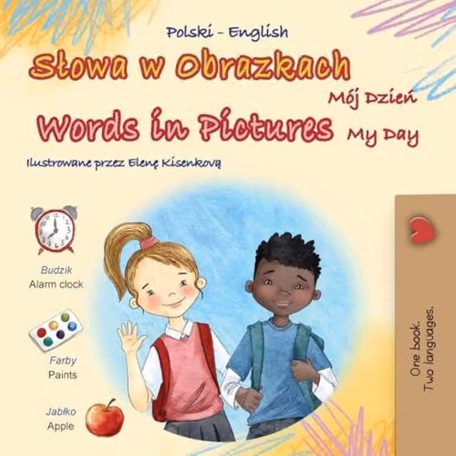 Kidkiddos Books Words in Pictures My Day Polish English Bilingual Childrens Book in White and Multicolour