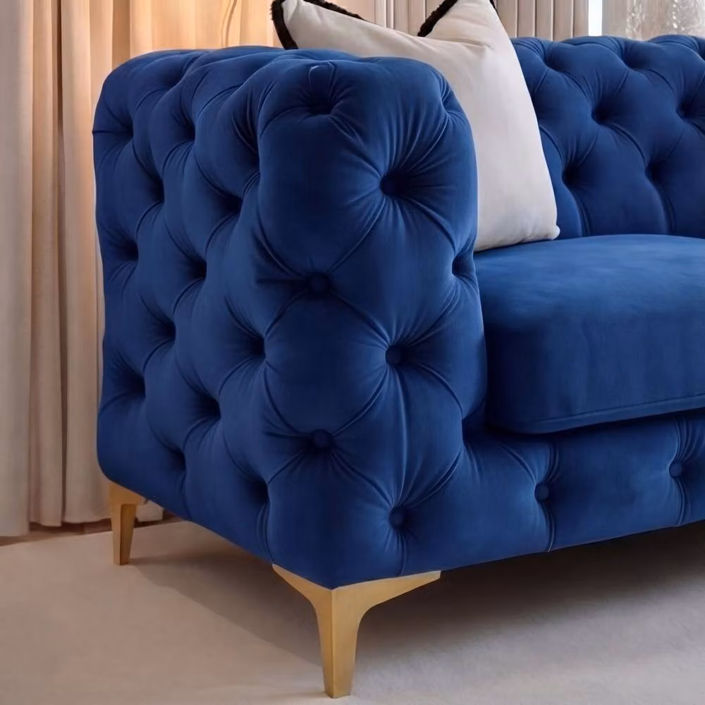 Sofaya Monaco 2 Seater Chesterfield Velvet Sofa in Blue – 2