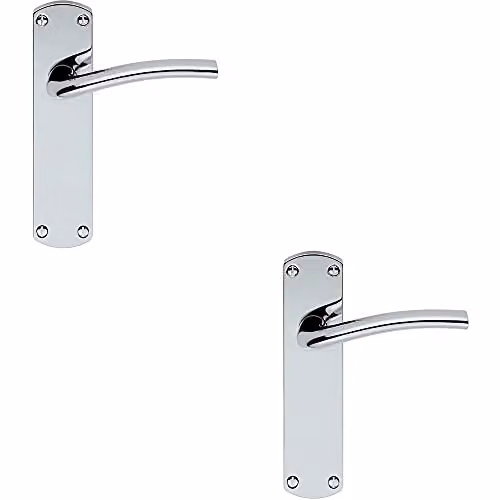 Loops 2 Pack Rounded Curved Bar Handle on Latch Backplate, Polished Chrome, W: 170 mm