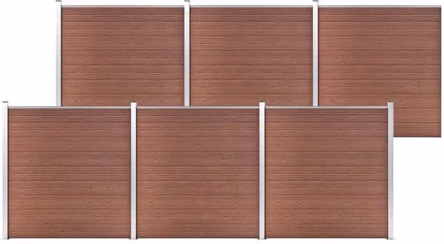 Berkfield Home WPC and Aluminium Garden Fence, Brown, W: 1045 cm, H: 186 cm – 1