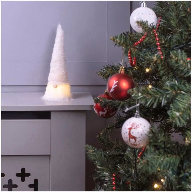 St Helens Home & Garden Light Up Christmas Gonk Gnome Ornament in White, H 23 x W 9 x D 9 cm – 3