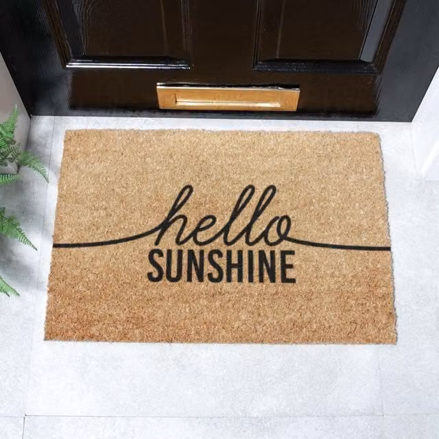 Artsy Mats Hello Sunshine Coir Doormat in Brown, W/D: 60 x 40 cm