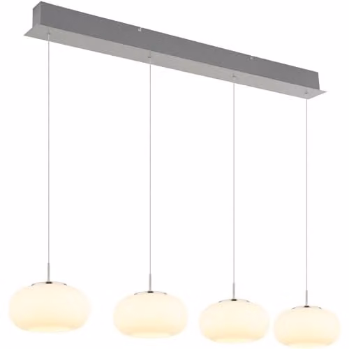 Globo Lighting LED Pendant Light in Silver and White with Glass Domes, Height Adjustable, W/D/H: 110 x 110 x 150 cm – 1