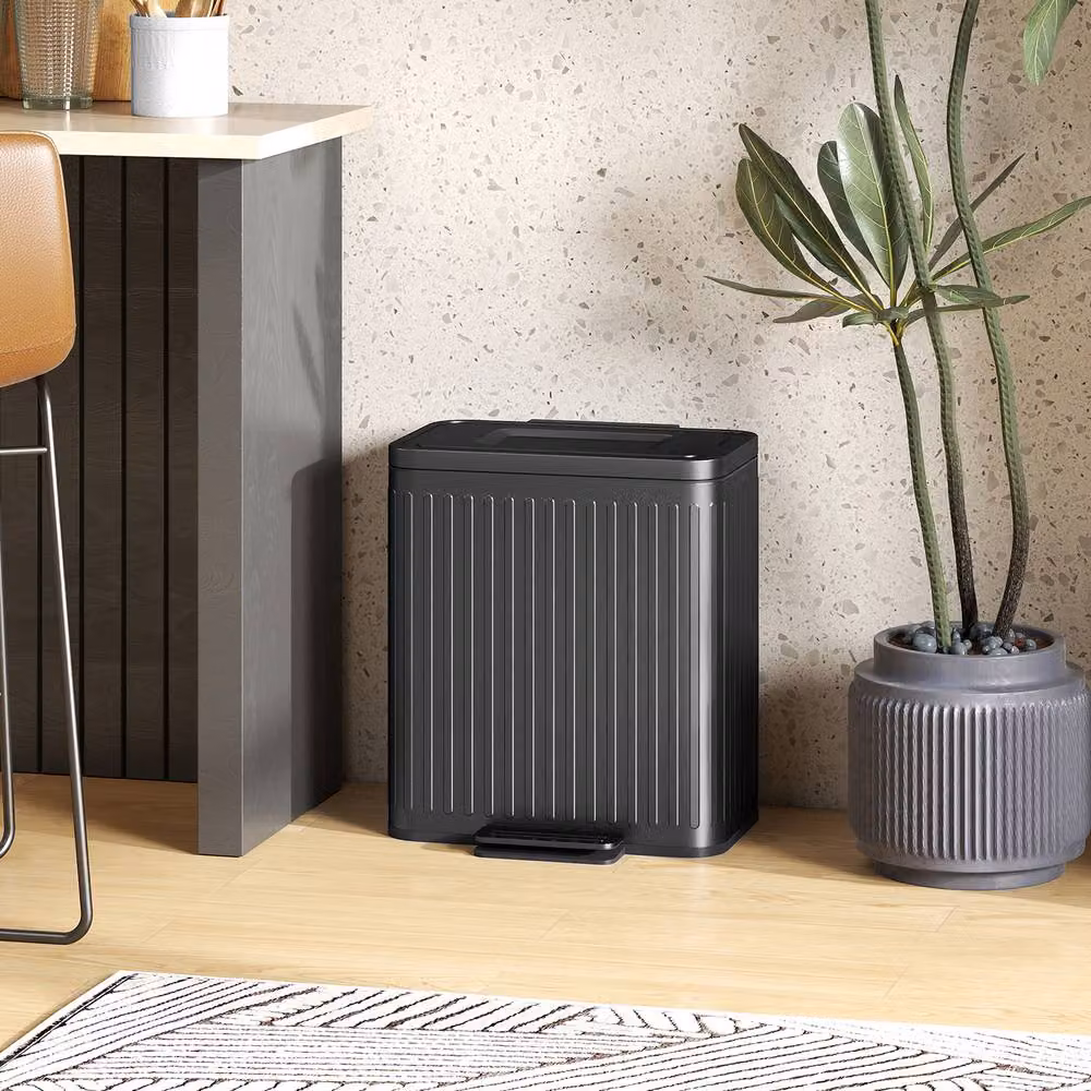 STILVORA Dual Kitchen Bin 40L with Soft-Close Lid and Pedal, Black – 2