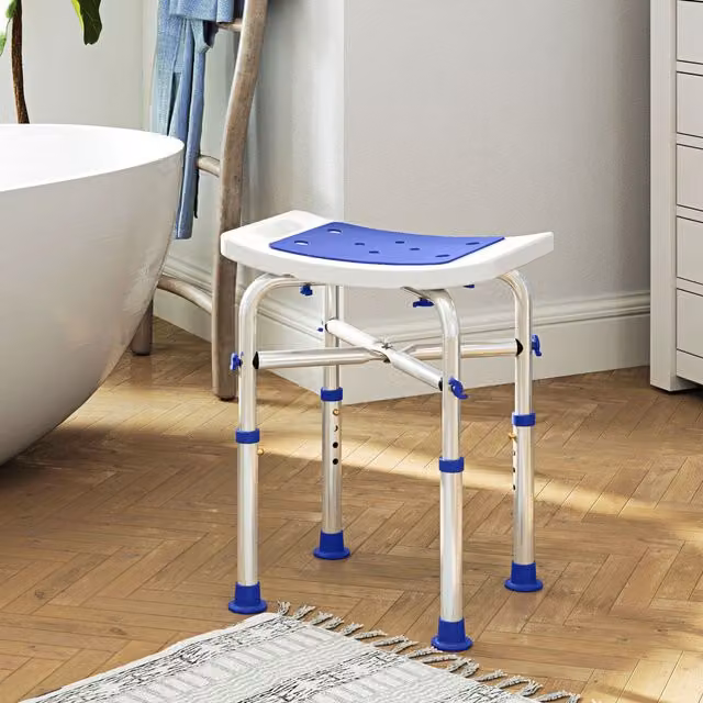 HOMCOM Adjustable Purple Shower Stool with Non-Slip Foot Pads for Seniors and Disabled Users – 1