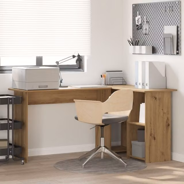 Berkfield Home Artisan Oak Computer Desk in Brown, W/D/H: 120 x 50 x 73 cm – 1
