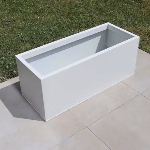 Tulipy Galvanised Steel Trough Planter with Liner in Matte White, L75 x W32 x H32 cm – 4