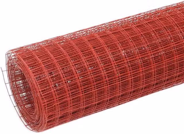 Berkfield Home Red PVC Coated Steel Chicken Wire Fence, 10 x 1 m – 1