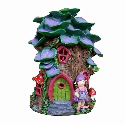 Gifts Direct 2 U Solar Fairy House Light Up Pink and Multicolour Resin Garden Ornament – 1