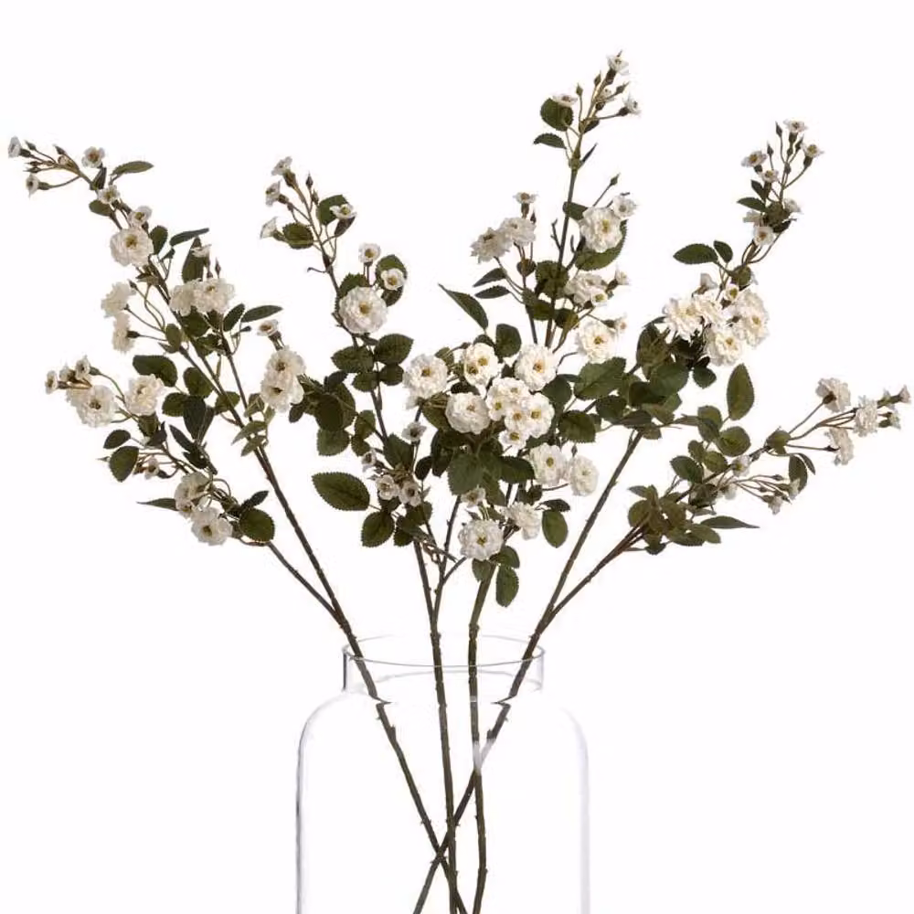 Lemon Pavilion Wild Meadow Rose Artificial Flower, White, W15 x D15 x H74 cm – 2