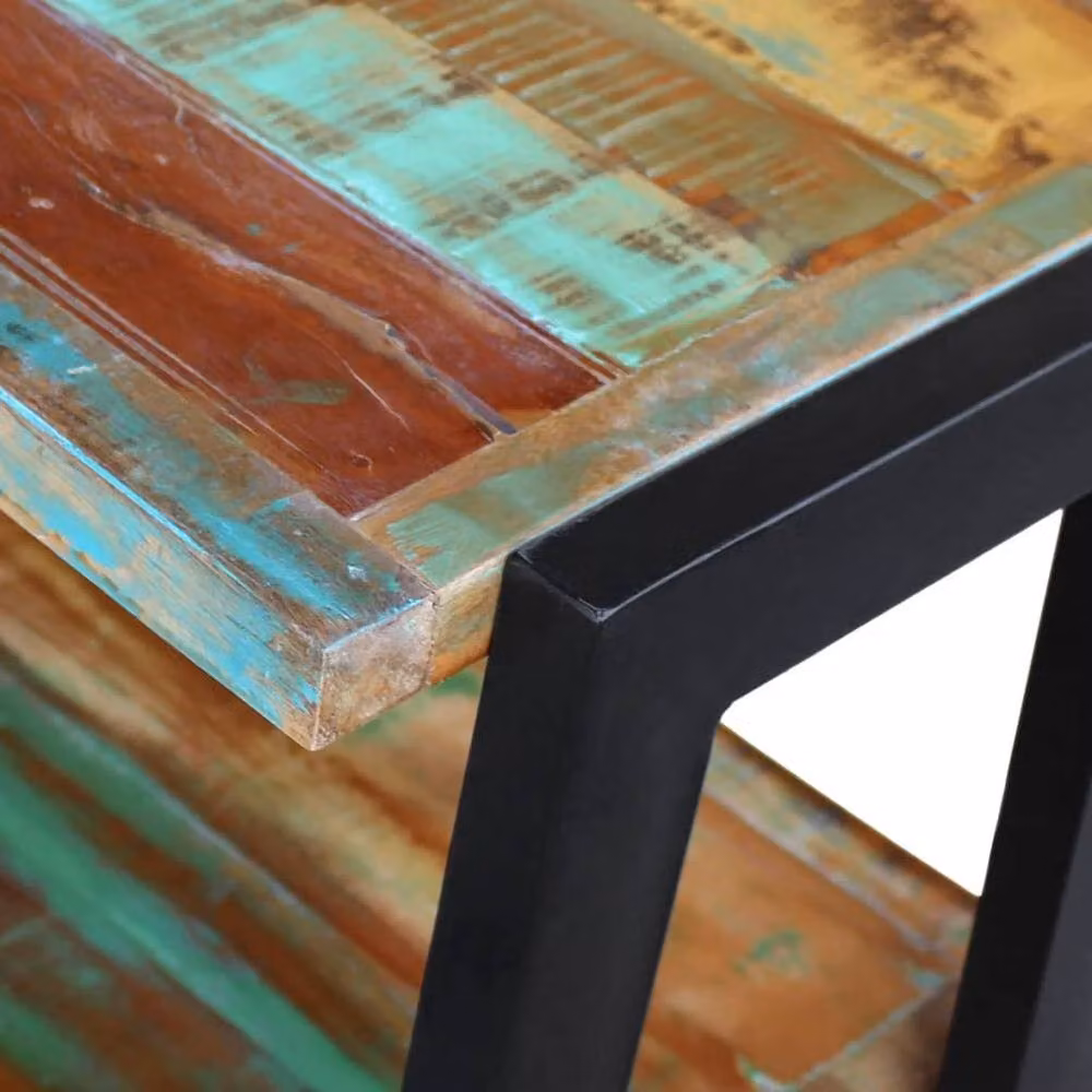 Berkfield Home Industrial Sideboard with 3 Shelves in Multicolour Waxed Reclaimed Wood and Metal, W/D/H: 78 x 35 x 35 cm – 3