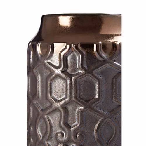 Premier Housewares Geometric Ceramic Tabletop Vase in Grey and Gold – 3