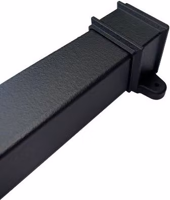 FloPlast Cast Iron Effect Square Downpipe Socketed With Ears, Black, 65mm x 2.5m