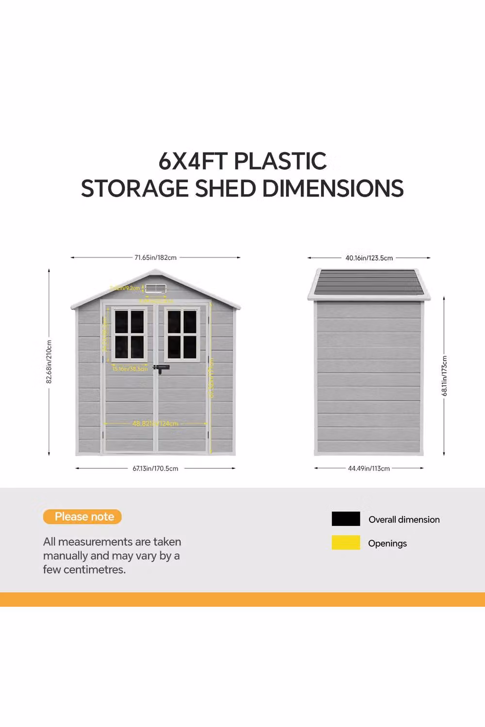 Living and Home Grey Garden Storage Shed with Lockable Door, W: 182.88 cm, D: 121.92 cm, H: 210 cm – 4