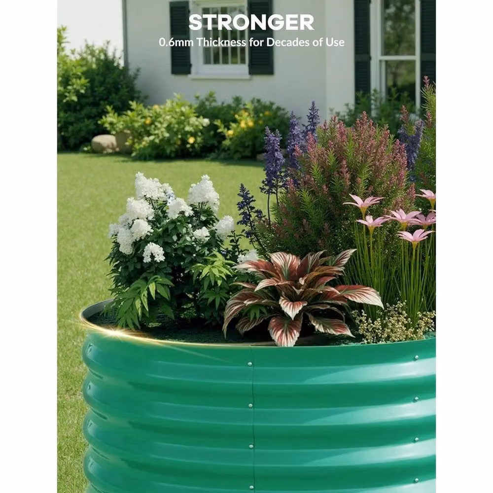 VOGREX Green Galvanised Steel Raised Garden Bed for Vegetables – 2