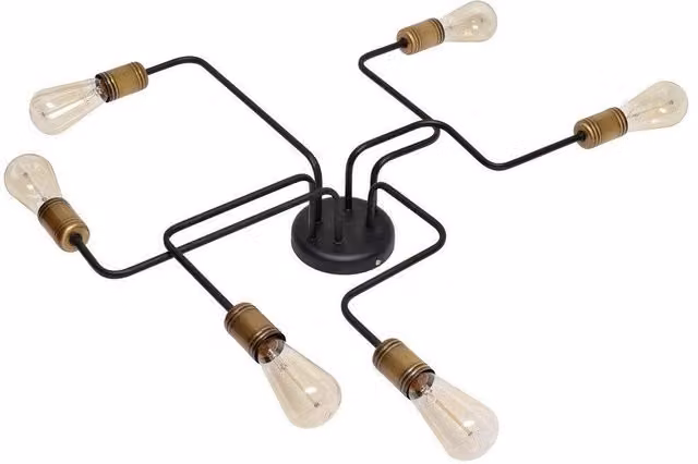 Netlighting Tube Multi Arm Semi Flush Ceiling Light in Black Patina, W: 75 cm – 1