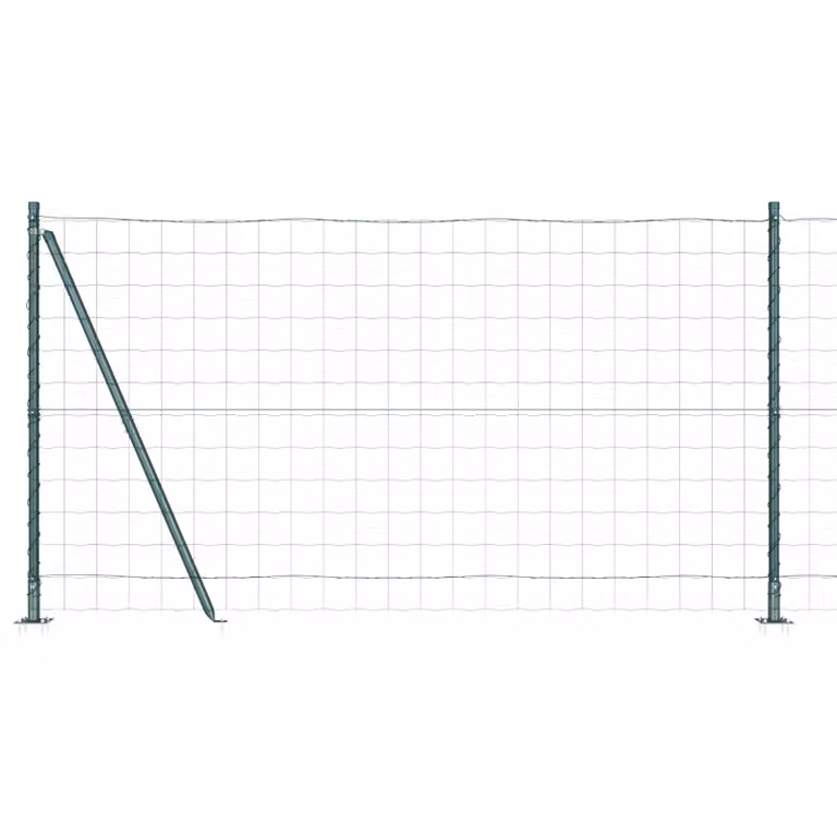 Berkfield Home Euro Fence with 7 Flanged Posts, Galvanised Steel, Silver, W: 10 m, H: 1.2 m