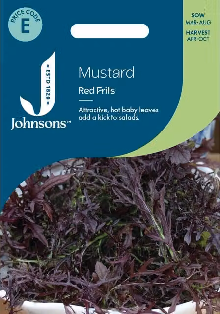 Johnsons Seeds Mustard Red Frills Vegetable Seeds