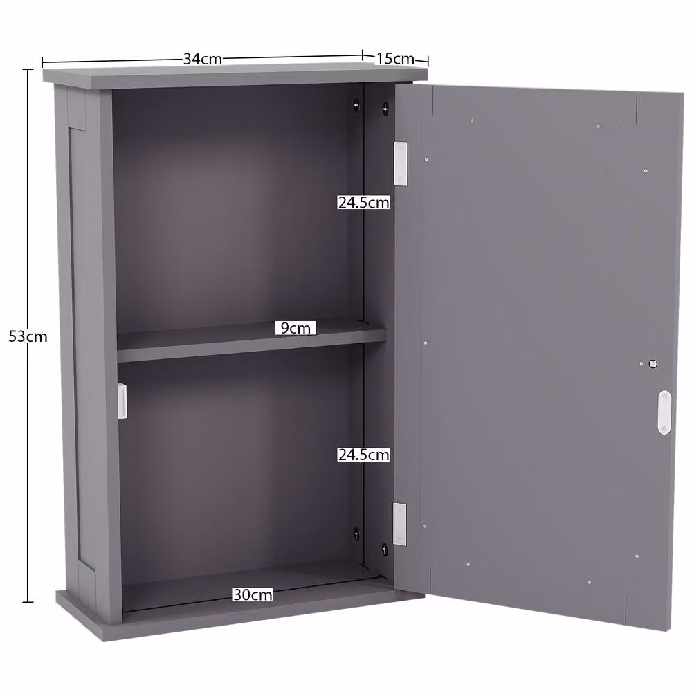 HD Designs Priano 1 Door Mirrored Wall Cabinet with Internal Shelves in Matt Dark Grey – 5