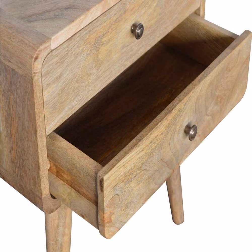 Wyld Haus Trapani Curved Mango Wood Bedside Table with 2 Drawers, Brown, W/D/H: 45 x 35 x 55 cm – 4