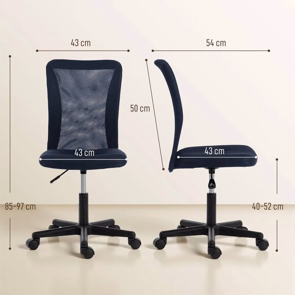 NESTLUNE Swivel Task Office Chair in Blue Fabric with Castors, W/D/H: 100 x 100 x 100 cm – 2