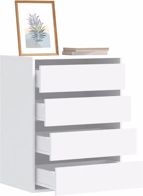 Berkfield Home Corner Chest of Drawers in White, W: 60 cm, D: 41 cm, H: 76 cm