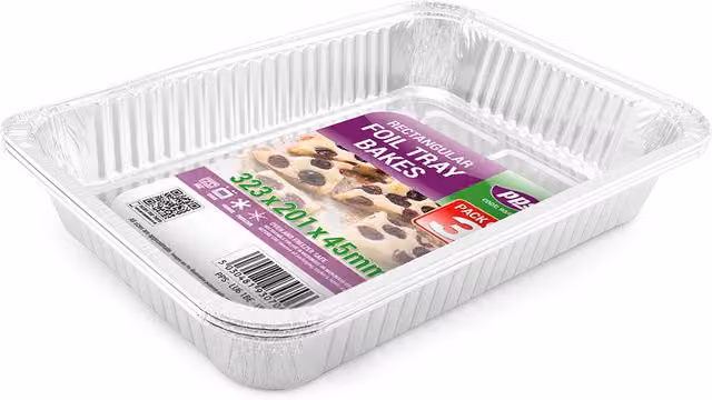 Pack of 3 Rectangular Uncoated Aluminium Foil Baking Sheets in Silver
