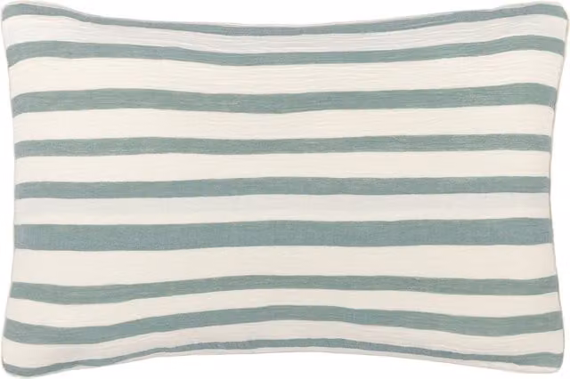 Make It A Home Woven Striped Cotton and Polyester Rectangular Cushion in Green, Blue and White
