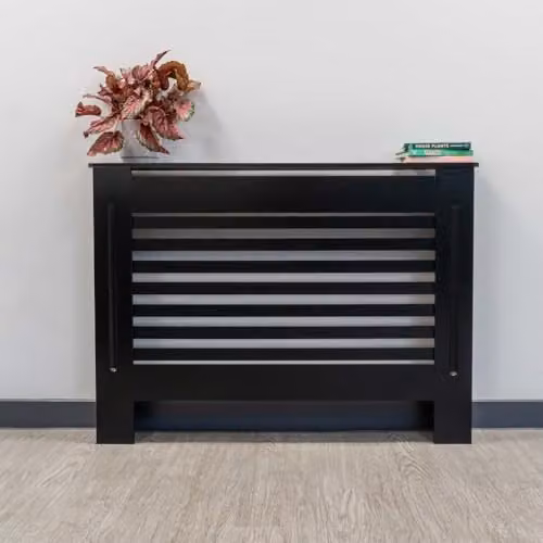 AIRWAVE Black Lacquered MDF Radiator Cover with Modern Horizontal Striped Design (Medium) – 2