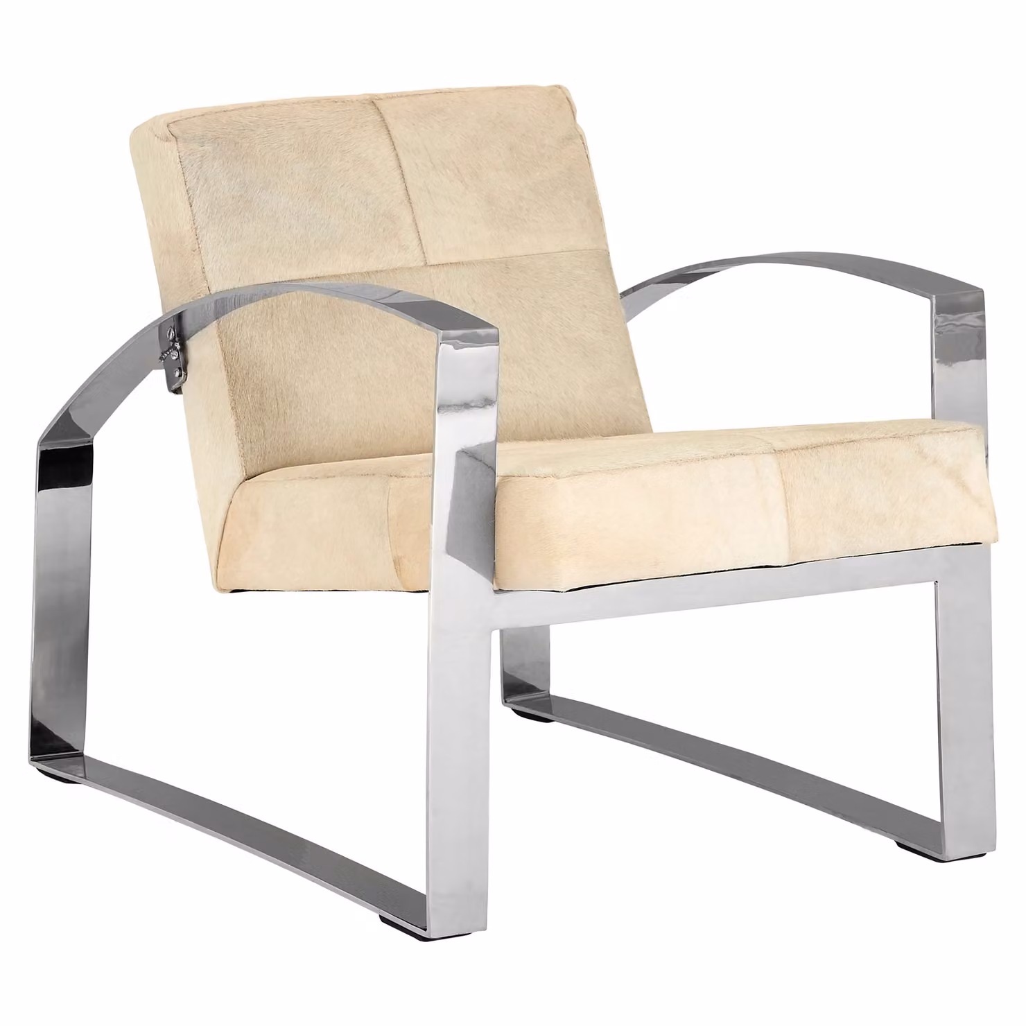Orsina Art Deco Lounge Chair with White Synthetic Leather and Silver Metal Frame – 4