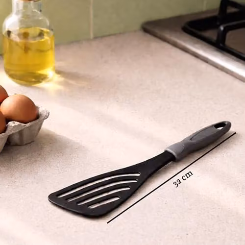Orsina Black and Grey Slotted Spatula Turner with Heat Resistant Handle and Hanging Loop – 2