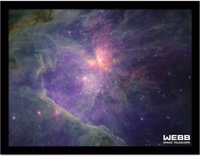 NASA Wavelength Nircam Orion Mosaic In Esasky Framed Paper Poster in True Black and Multicolour – 1