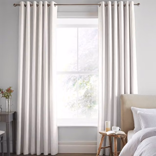 Laura Ashley Swanson Made To Measure Blackout Thermal Insulating Eyelet Curtains in Oyster