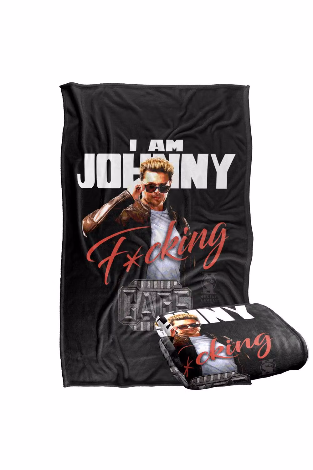Warner Bros. Mortal Kombat 2 I Am Johnny Cage Super Soft Fluffy Polyester Throw Blanket, Multicolour and Black, Large – 2
