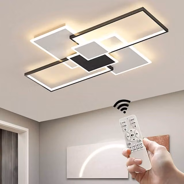 Goeco 80W Modern LED Ceiling Light in Black, Dimmable Flush Mount with Remote Control – 1