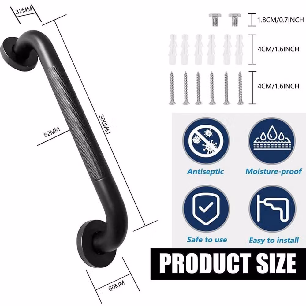 PAWNORA Anti Slip Shower and Toilet Hand Rail, Black, 2 Pack – 2