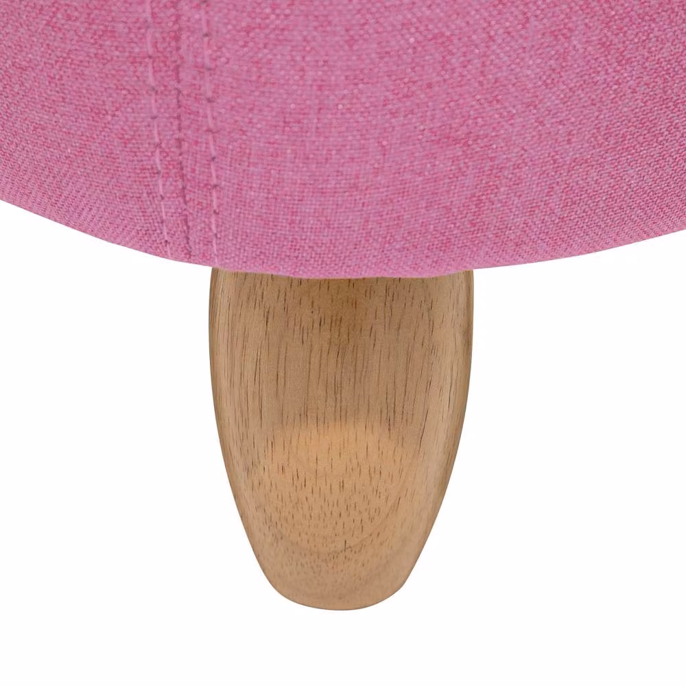 Wyld and Coco Pig Nursery Footstool in Pink Fabric with Rubberwood Legs – 4